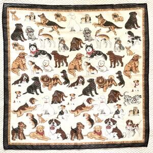Dog Print Scarf Square Puppy Breed Novelty Wrap Pet Lover Gift Accessory
